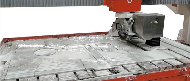 Hualong Stone Machinery 5 Axis CNC Marble Granite Cutter For Countertop Drilling Machine Full Automatic Stone Slab Infrared Cutting Machine